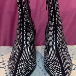 Glaze Black and Silver Studded Heeled Boots